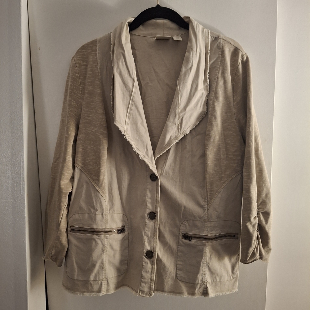 Zenergy By Chico's Women's Beige Casual Jacket